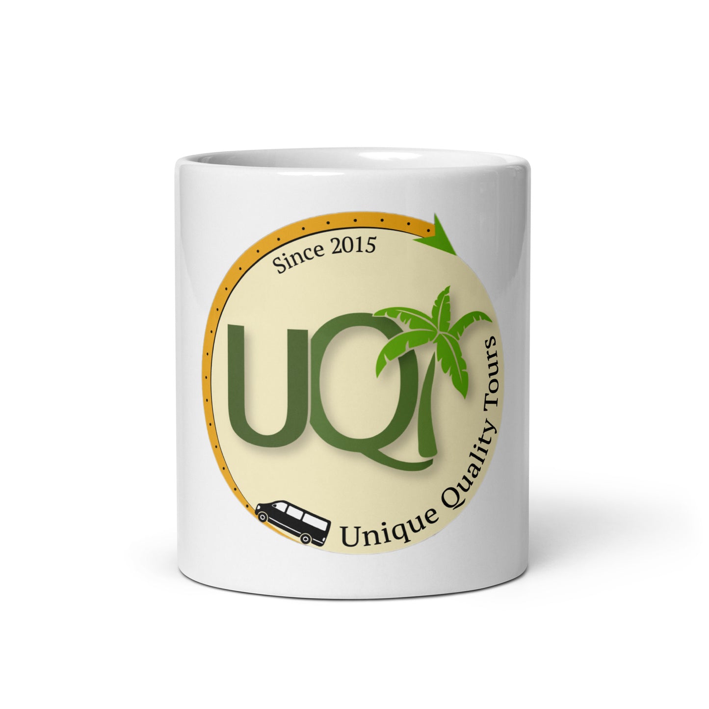 White glossy mug with logo