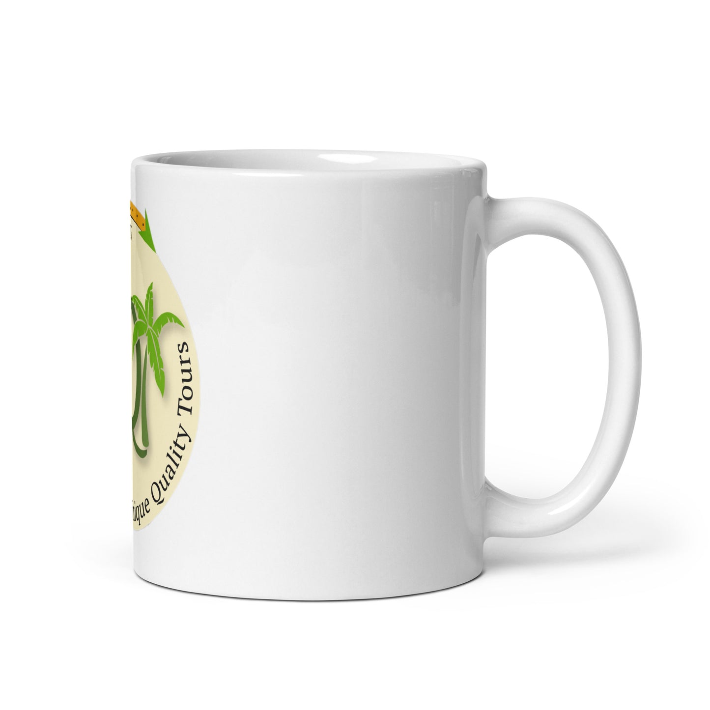White glossy mug with logo