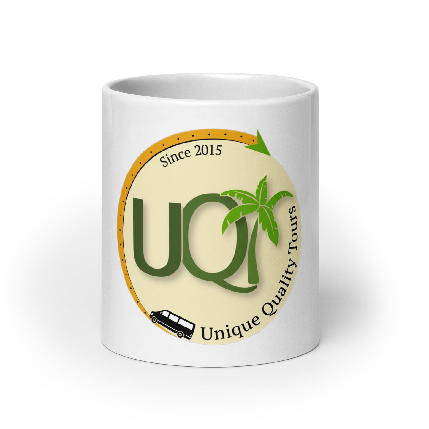 White glossy mug with logo