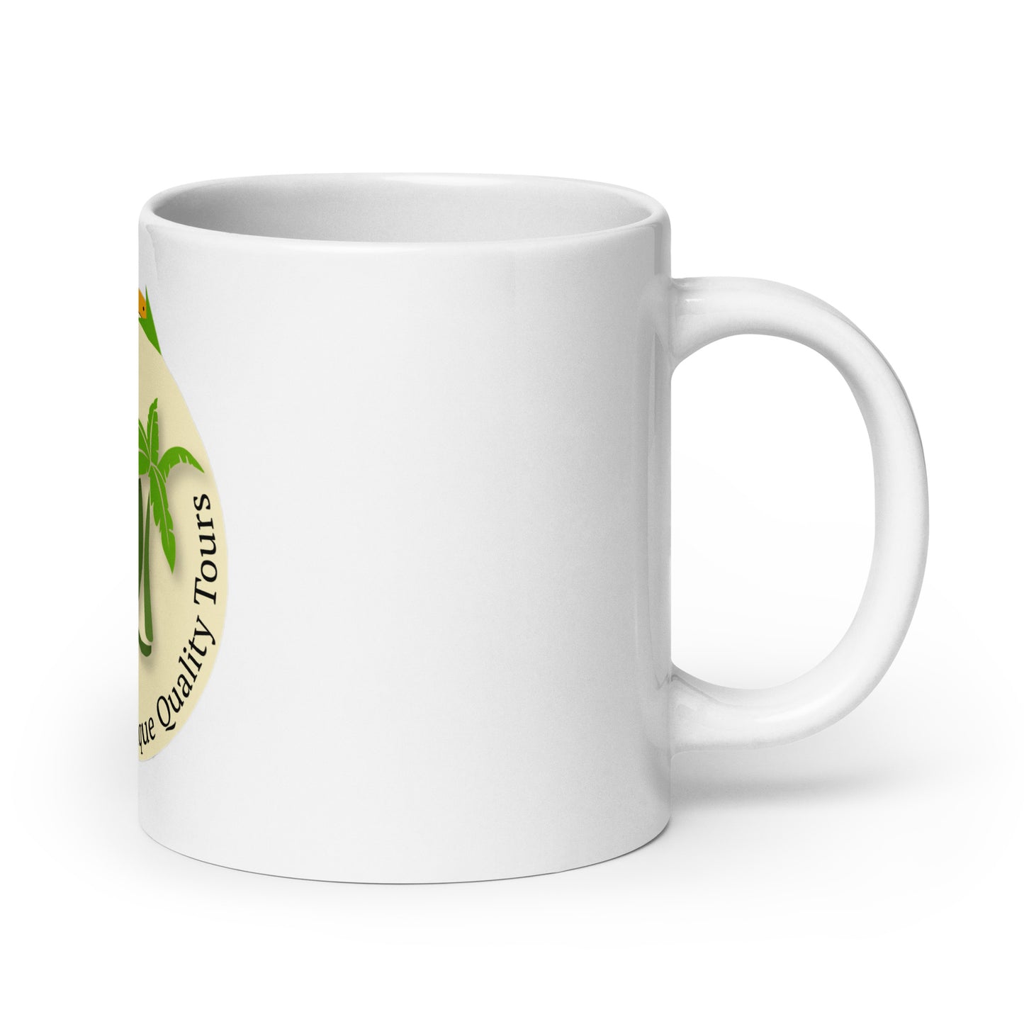 White glossy mug with logo