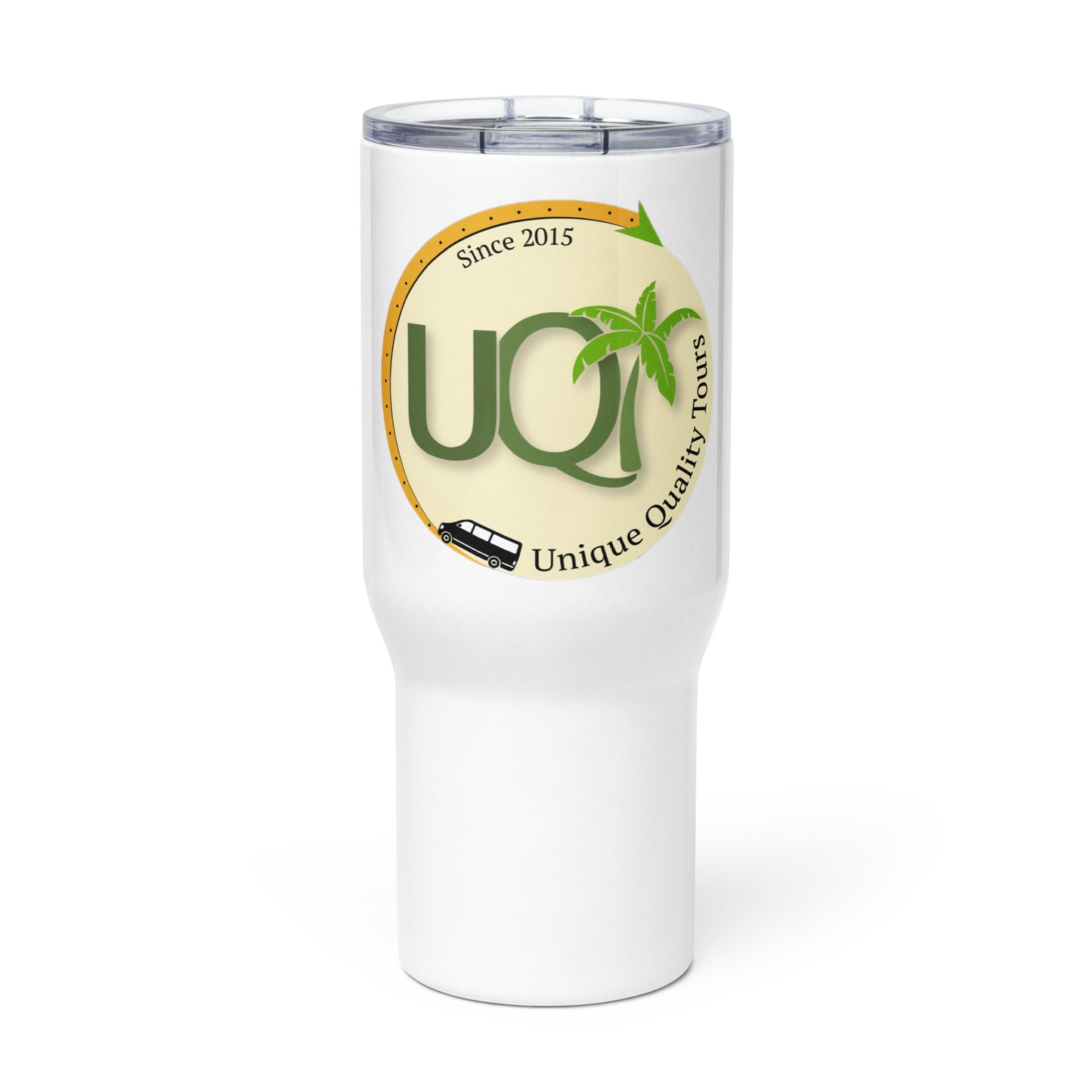 Logo travel mug with a handle