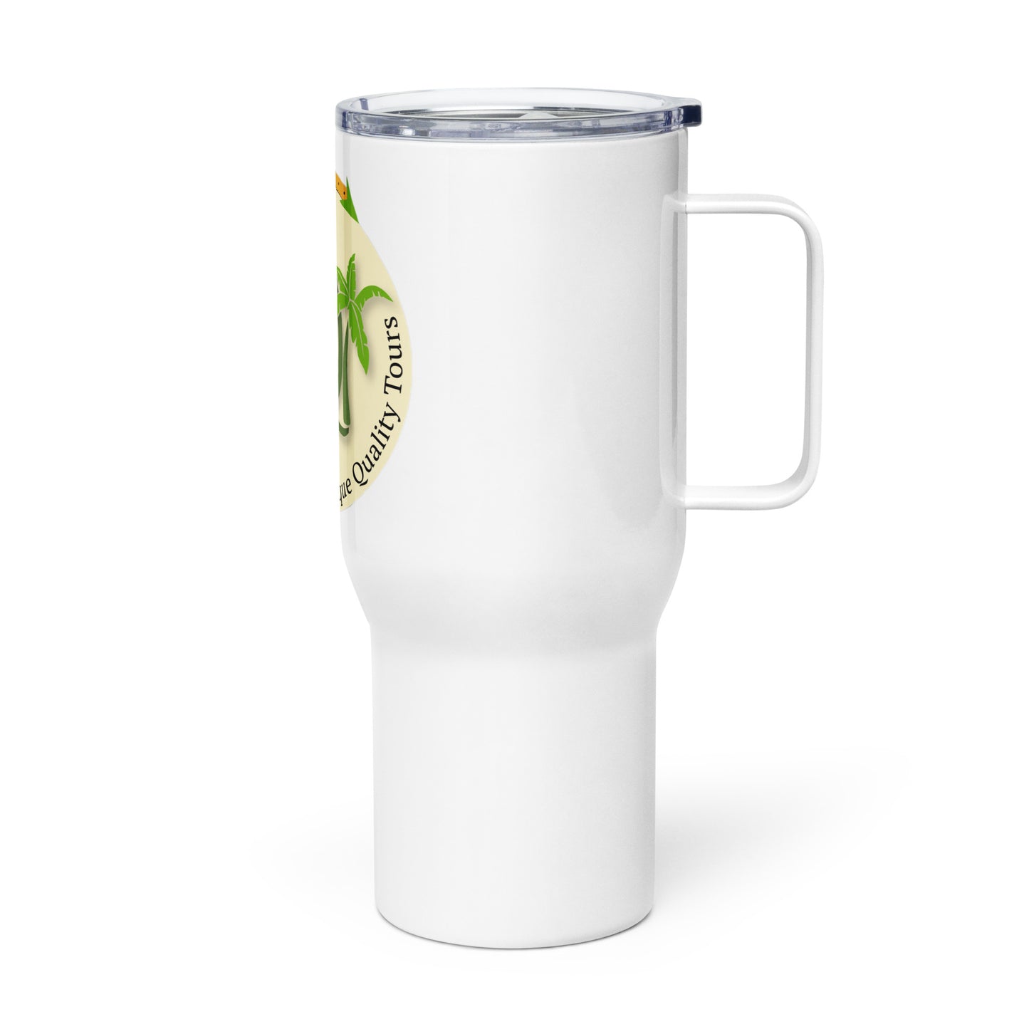 Logo travel mug with a handle