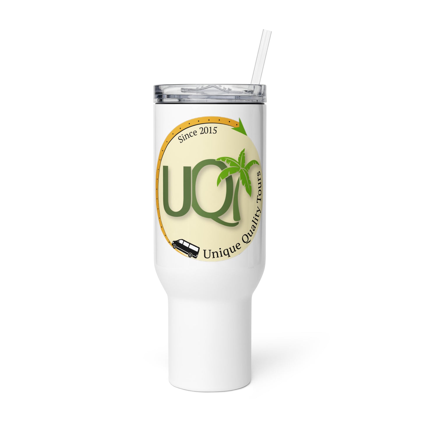 Logo travel mug with a handle