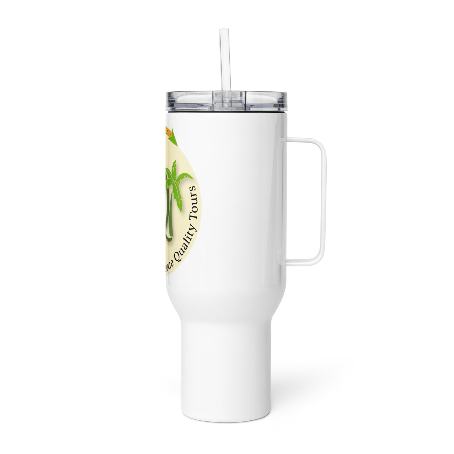 Logo travel mug with a handle