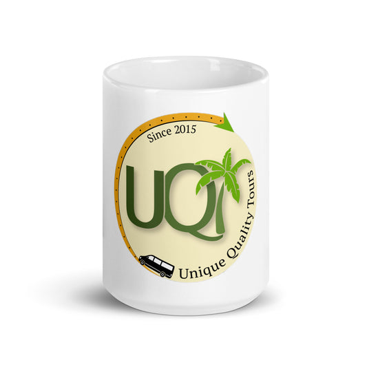 White glossy mug with logo